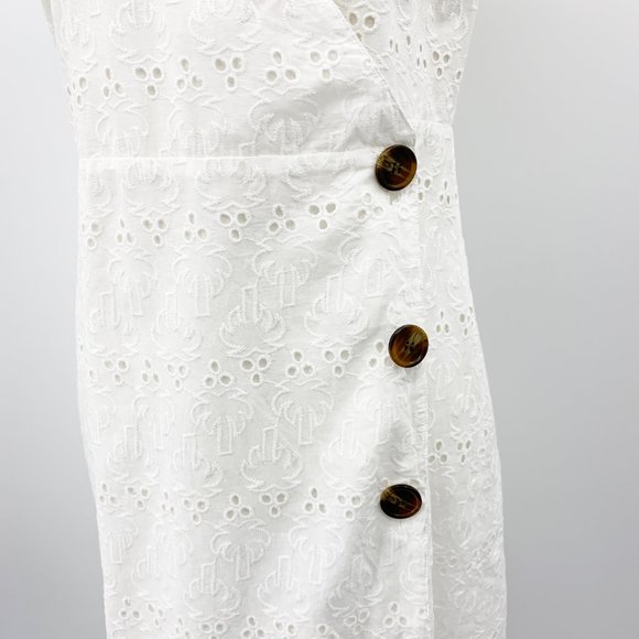 ASOS Palm Broderie Wrap Halter Mini Sundress White - Picture 6 of 8